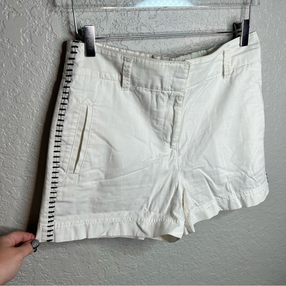 White Loft Tie Waist Shorts W/ Stripe design on the side - Picture 7 of 8